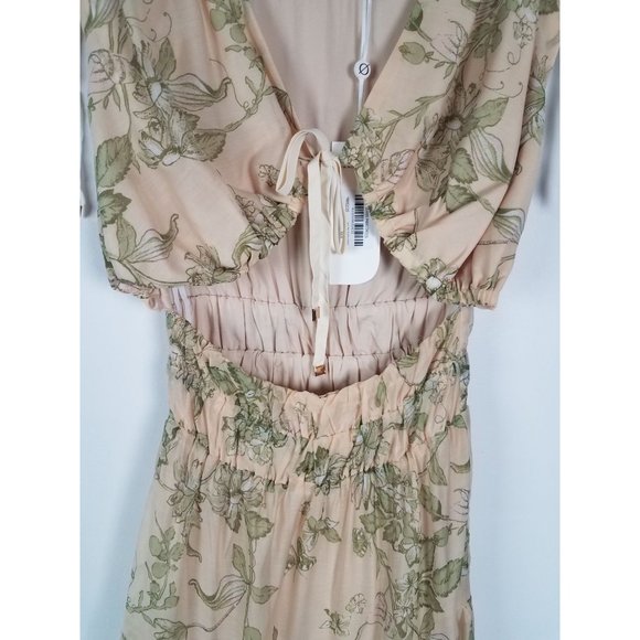 Mon Renn Women's Sz. 2 Wildflower Cut Out Tiered Chiffon Maxi Dress NWT - Picture 10 of 16